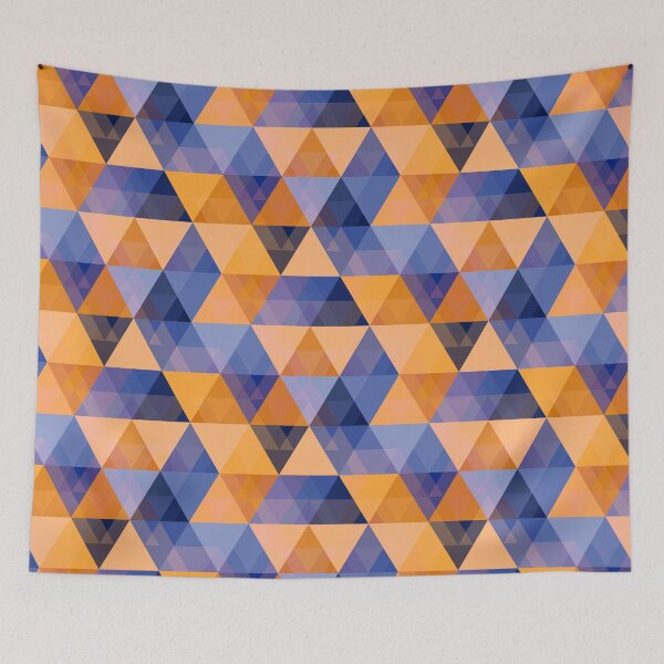 Item preview, Indigo and orange triangle overlay pattern designed and sold by starseedgems.