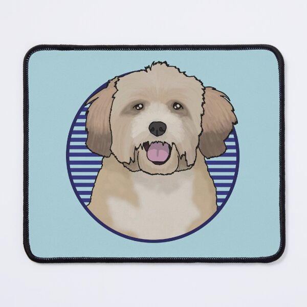 Item preview, Lhasa Apsos dog w/ Blue stripped circle designed and sold by AdoptNFTPets.