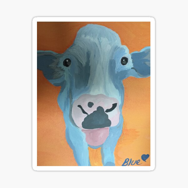 Beautiful Blue Farm Sanctuary Cow Sticker