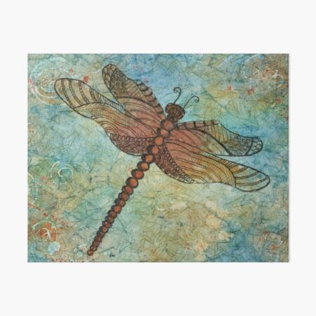 Watercolor Zentangled Dragonfly Art Board Print