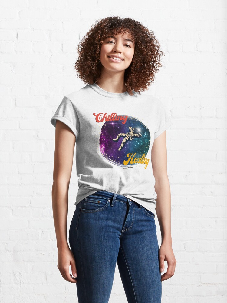 Alternate view of Chilling and healing - astronaut chilling in the outer space on the stars Classic T-Shirt