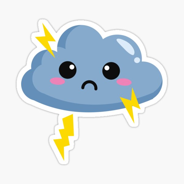 sticker of a cute cartoon thunder cloud 8704842 Vector Art at Vecteezy