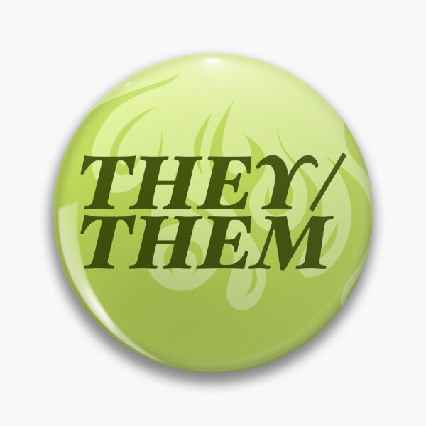 Item preview, They/Them Flaming Pronoun Pin (Green) designed and sold by Very-Ghoul.