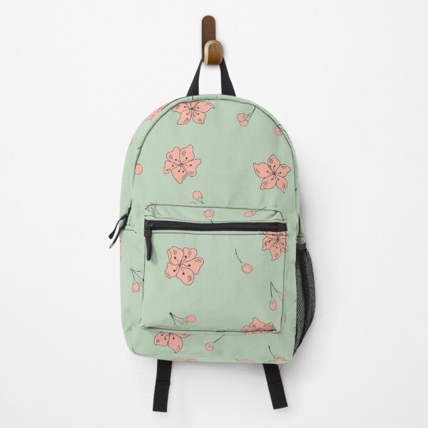 Item preview, Sakura - Wabi Sabi - Pink Cherry Blossom Flowers + Buds on Mint Green / Matcha designed and sold by Carrie Cantwell Art.