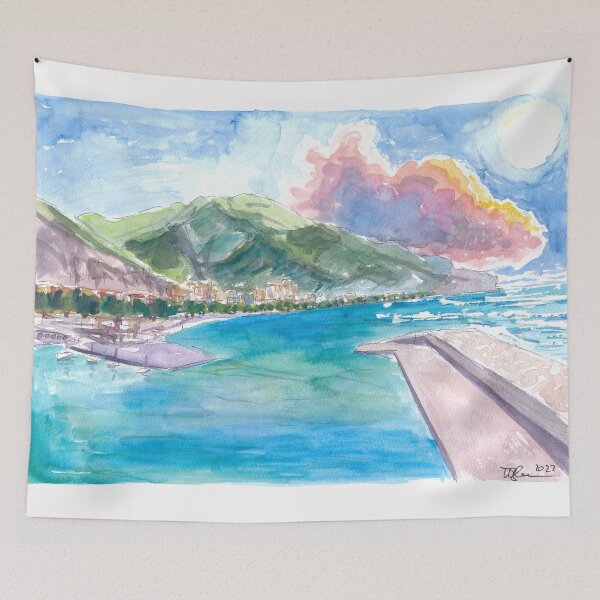 Item preview, Maiori Port on Amalfi Coast with Clouds and Blu Med designed and sold by artshop77.
