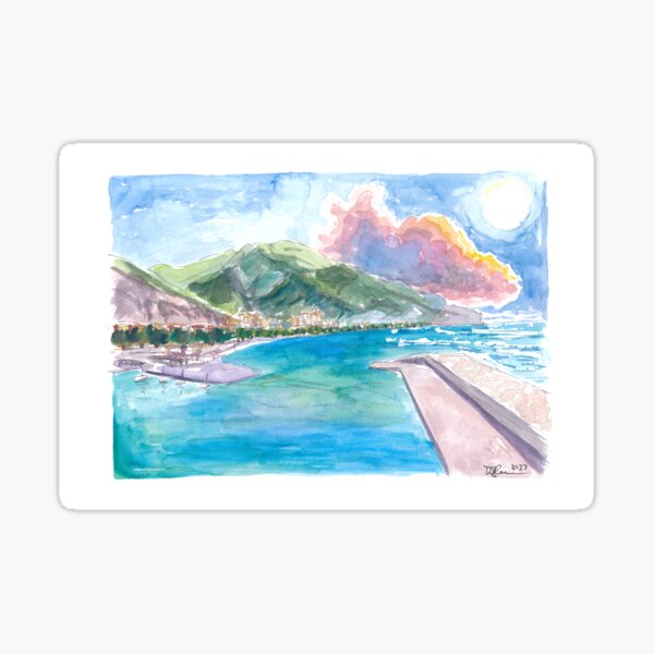 Item preview, Maiori Port on Amalfi Coast with Clouds and Blu Med designed and sold by artshop77.