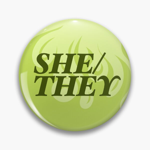 Item preview, They/Them Flaming Pronoun Pin (Green) designed and sold by Very-Ghoul.
