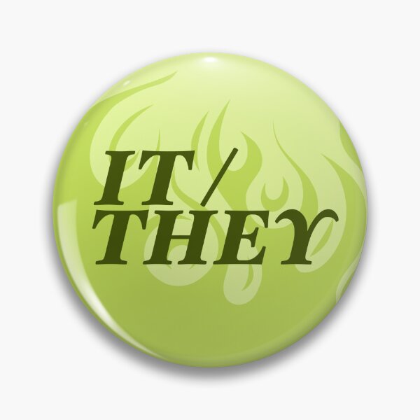 Item preview, It/They Flaming Pronoun Pin (Green) designed and sold by Very-Ghoul.