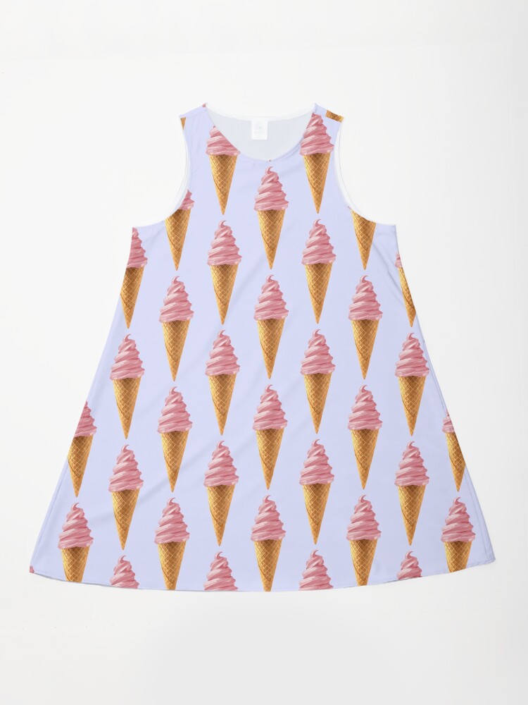 Pink Soft Serve Strawberry Icecream Cone Strawberry A-Line Dress