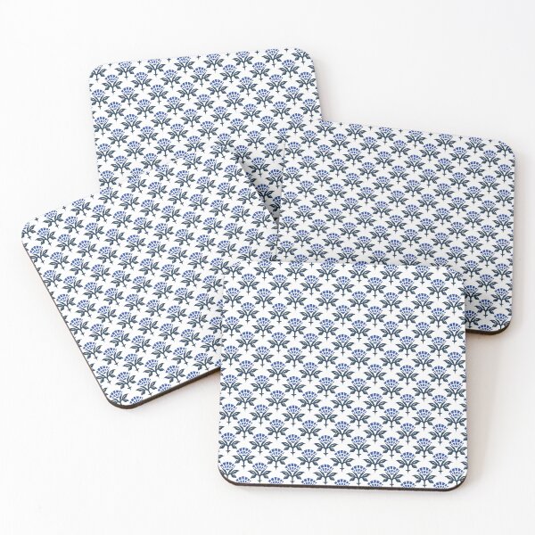 Item preview, Ajrak Woodblock Floral Print in Blue designed and sold by House of Haha.