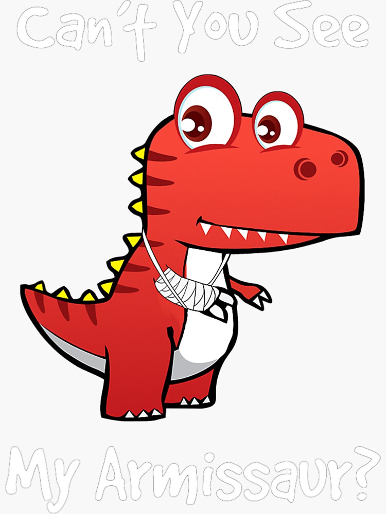 funny-get-well-broken-arm-gift-dinosaur-with-a-cast-sticker-for-sale