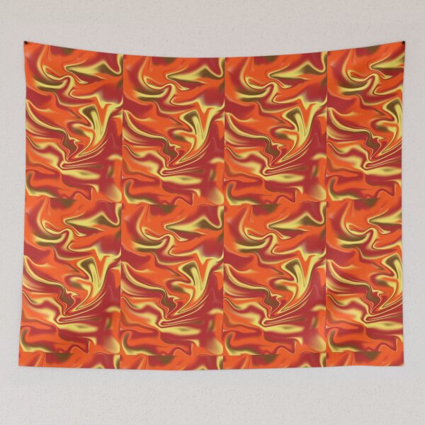 Item preview, Tangerine hot colors Liquid Swirl Retro Abstract Pattern Art Print designed and sold by VITYY.