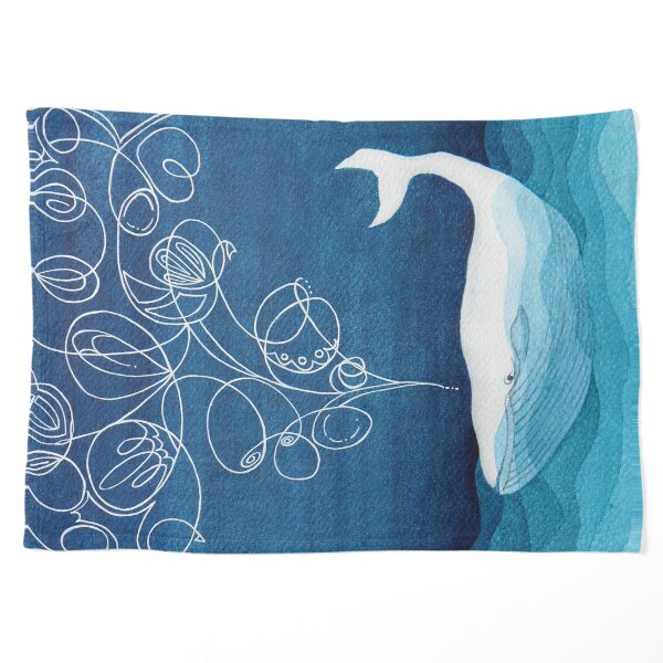 Happy whale, animals, sea creature, teal blue watercolor Pet Blanket