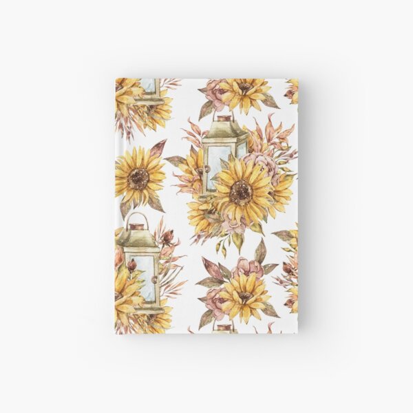 Watercolor sunflower bouquets Hardcover Journal