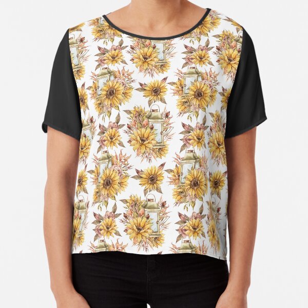 Watercolor sunflower bouquets Chiffon Top