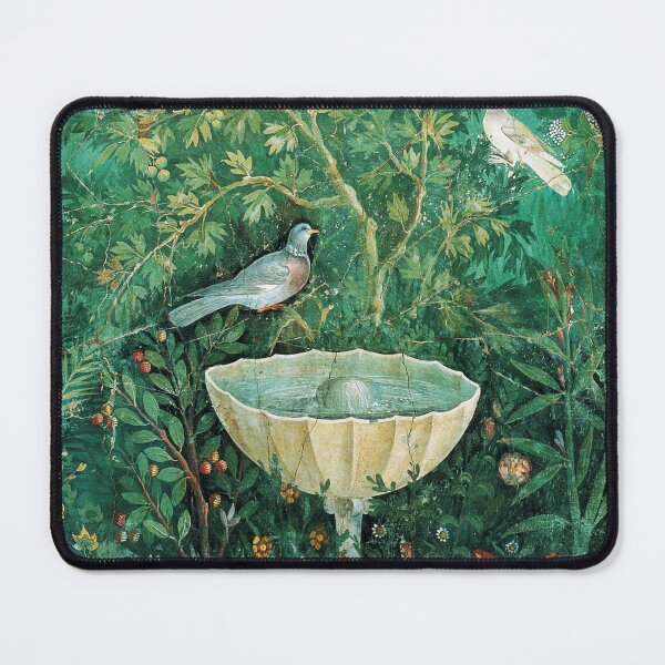 Item preview, POMPEII COLLECTION,LITTLE BIRDS,DOVES AND FOUNTAIN  IN GARDEN ,GREEN FLORAL designed and sold by BulganLumini.