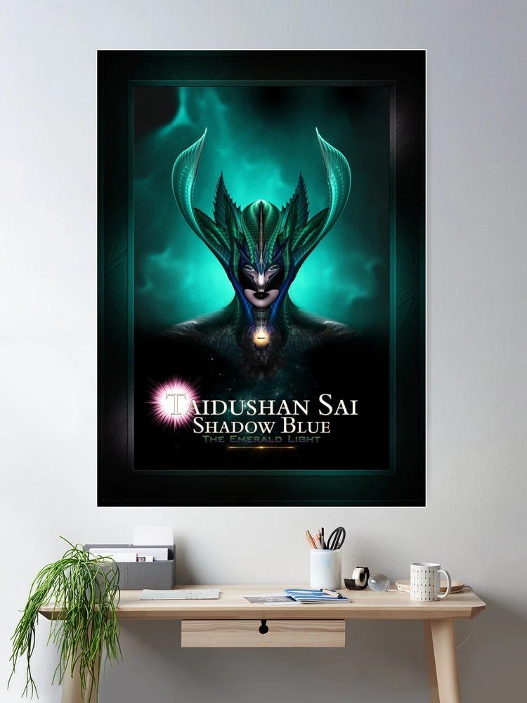 Taidushan Sai Shadow Blue The Emerald Light Fractal Art Portrait by Xzendor7 - An Emerald Beauty 3 Taidushan Sai Shadow Blue The Emerald Light Fractal Design Art Portrait by Xzendor7 Wall Decor Poster Art Print