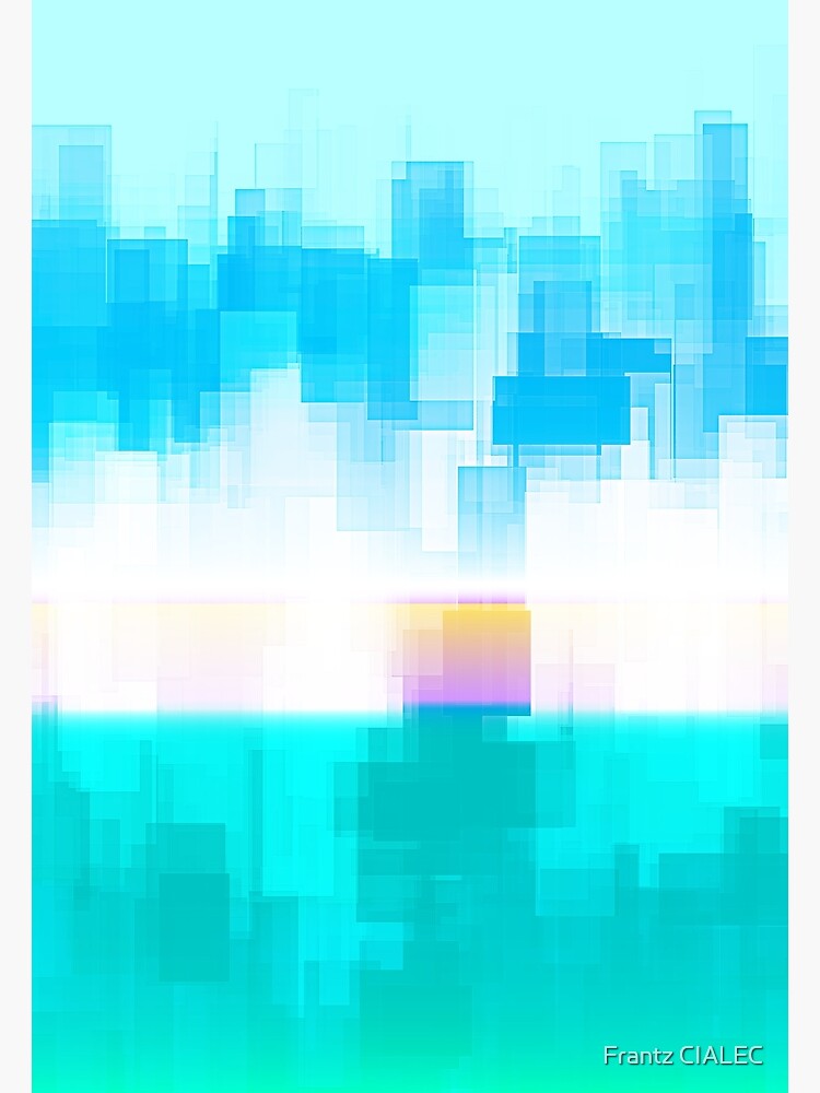 STYLISH PAINT BLUE CYAN WHITE MARINE AQUA BLOCKISM. Poster for