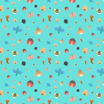 Artwork thumbnail, Summer Time Bugs Pattern- Turquoise by MILdecals