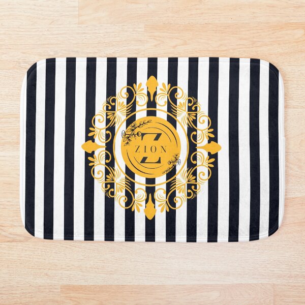 Item preview, LUXURIOUS GOLD ZION MONOGRAM ON BLACK WITH WHITE STRIPES designed and sold by Aszietdesigns.