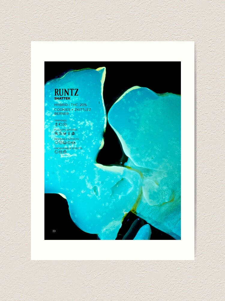Thumbnail 1 of 3, Art Print, Runtz Shatter Stat Poster | The Secret Colors of Cannabis Official designed and sold by cutbysam.