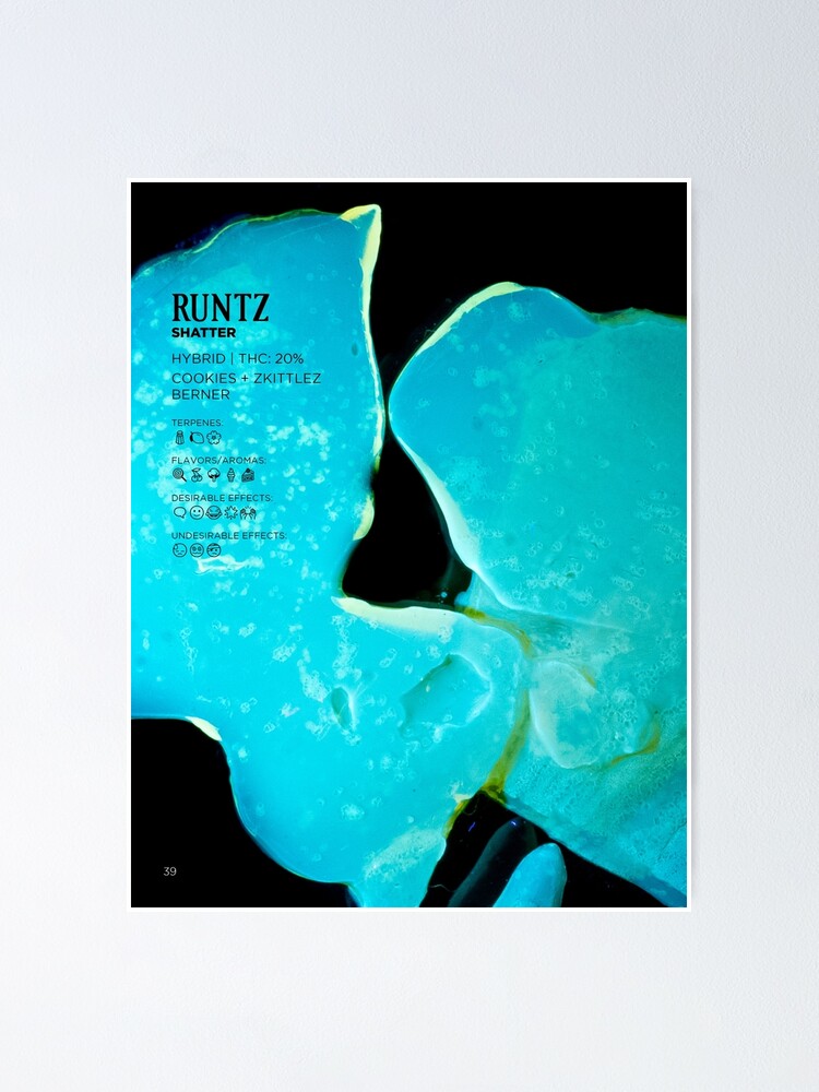 Thumbnail 1 of 3, Poster, Runtz Shatter Stat Poster | The Secret Colors of Cannabis Official designed and sold by cutbysam.