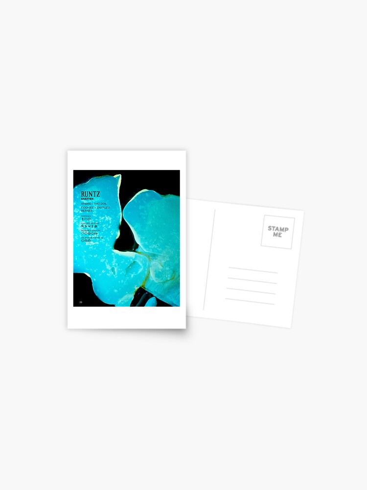 Thumbnail 1 of 2, Postcard, Runtz Shatter Stat Poster | The Secret Colors of Cannabis Official designed and sold by cutbysam.