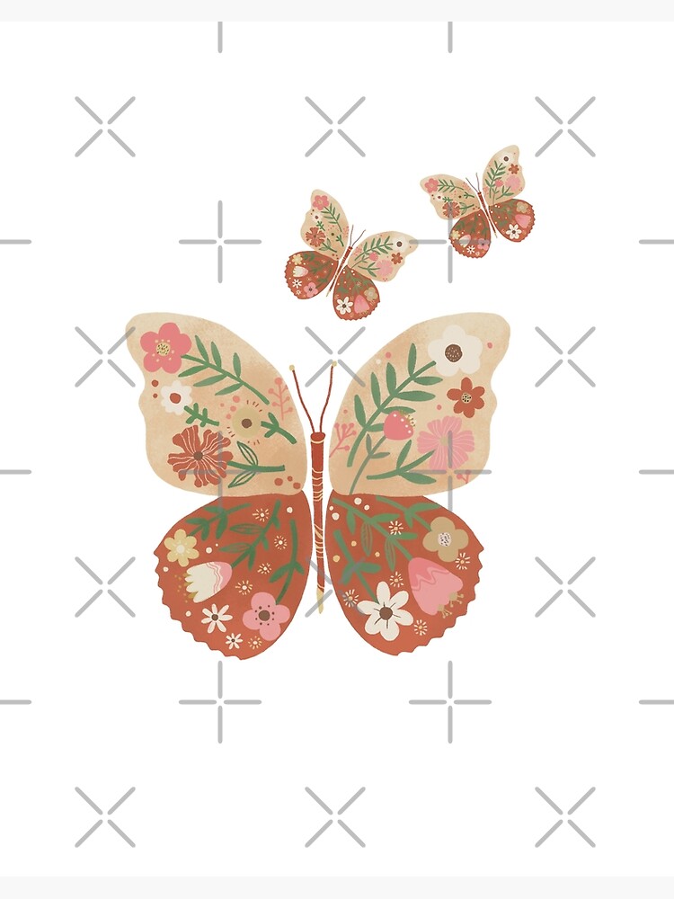 Floral Butterflies Art Board Print for Sale by HappyLifeCreate