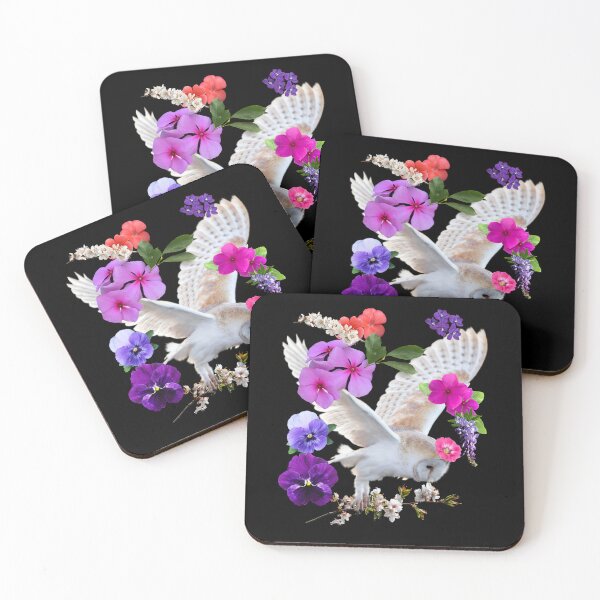 Item preview, Barn Owl With Pretty Colorful Flowers Design designed and sold by EarthArtDesigns.