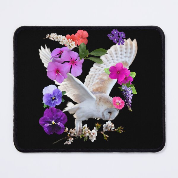 Item preview, Barn Owl With Pretty Colorful Flowers Design designed and sold by EarthArtDesigns.