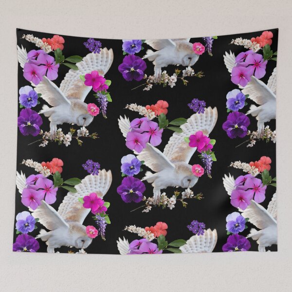 Item preview, Barn Owl With Pretty Colorful Flowers Design designed and sold by EarthArtDesigns.