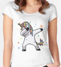 Ursprüngliches Einhorn-Tupfen Tailliertes Rundhals-Shirt