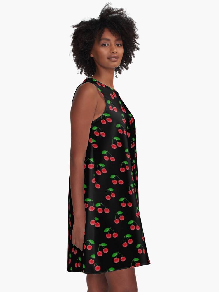 black dress with cherries