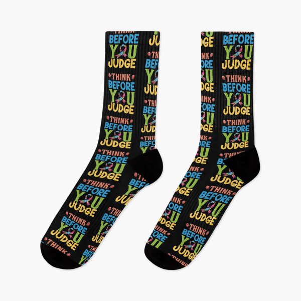 Item preview, Think Before YOu Judge Autism Autistic support Be Positive Aspire To Inspire Happy Life Apparel Essential Motivation Inspiration Joy Mood designed and sold by DesignByHeartUK.