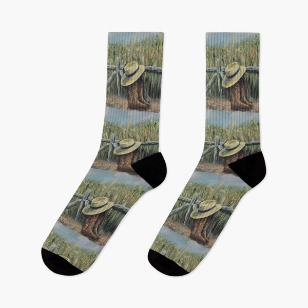 Item preview, western country farm landscape rustic fence autumn fall cowoby boots designed and sold by LEILA ART SPACE.