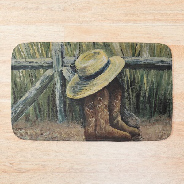 Item preview, western country farm landscape rustic fence autumn fall cowoby boots designed and sold by LEILA ART SPACE.