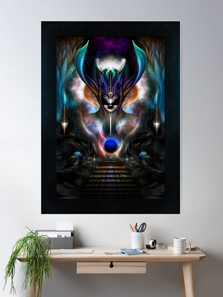 Taidushan Sai Spirit Of Power WD Fractal Art Composition - Fantasy Art Female 2 Taidushan Sai Spirit Of Power WD Fractal Art Portrait Wall Decor Poster