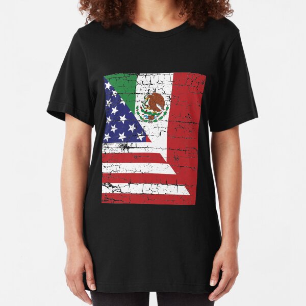 Vintage Mexican American Flag Cool T-Shirt Slim Fit T-Shirt