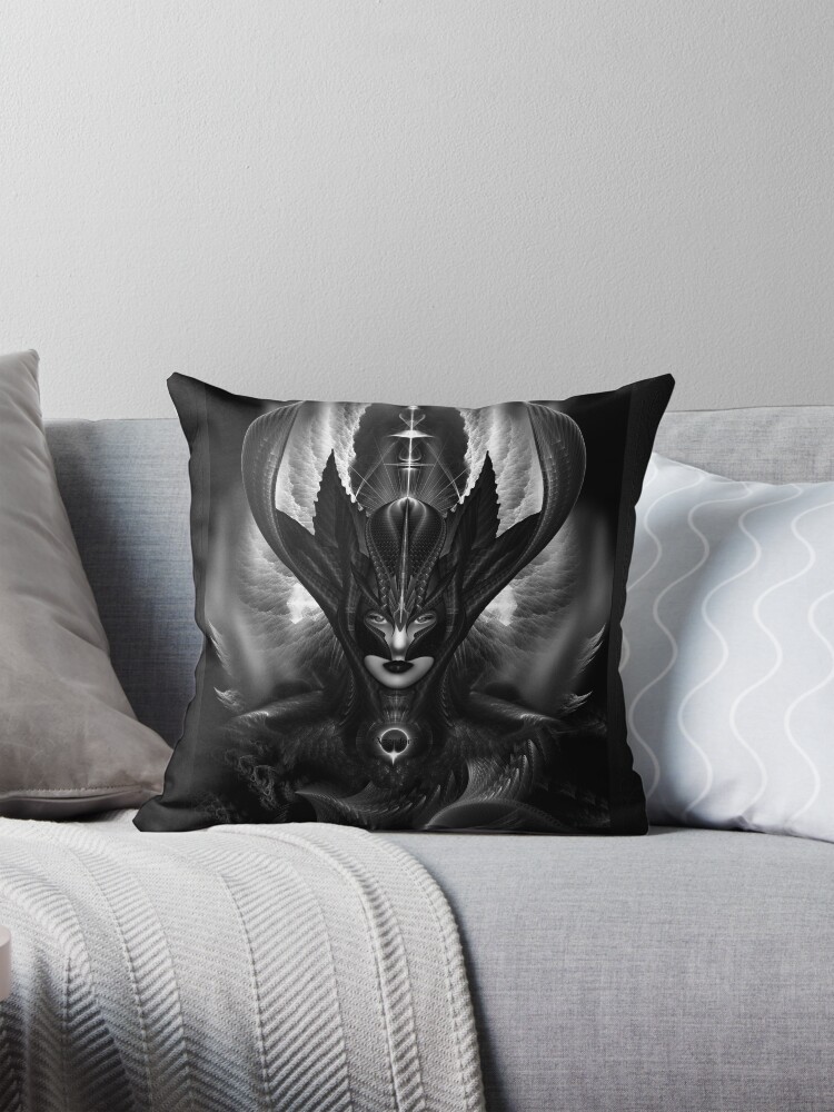 Taidushan Sai The Talons Of Time Fractal Art Portrait by Xzendor7 Decorative Art Print Throw Pillow