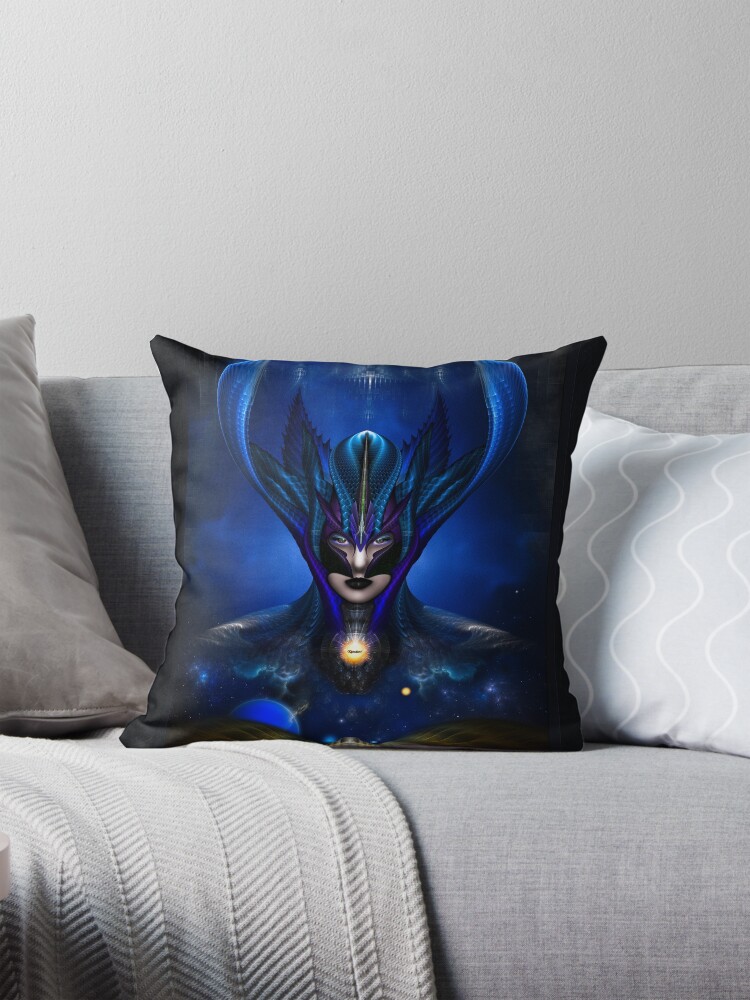 Taidushan Sai Shadow Blue RB Fractal Art Portrait by Xzendor7 Decorative Art Print Throw Pillow