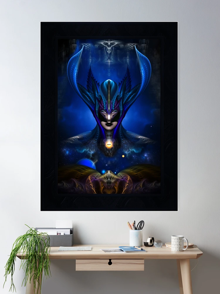 Taidushan Sai Shadow Blue RB Fractal Art Portrait by Xzendor7 Wall Decor Poster Art Print
