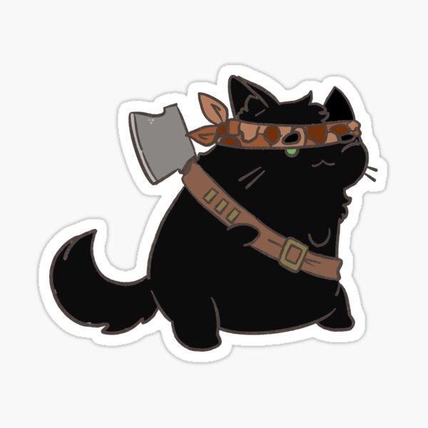 Item preview, Black Pudgy Axe Cat designed and sold by ThePondCat.