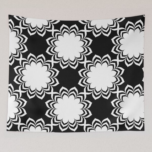 Item preview, Retro Black and White Simple Sacred Geometry Flower Power Pattern designed and sold by ClaudiaFlores.