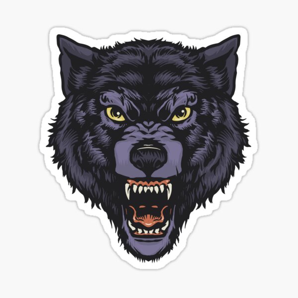 "Angry Wolf" Sticker for Sale by LunarLividity Redbubble