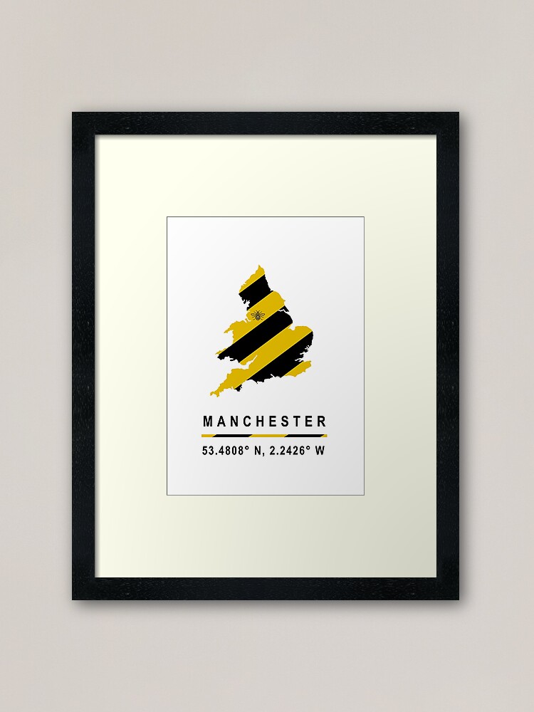 Alternate view of Manchester GPS Bee Map Framed Art Print