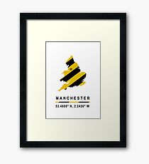 Manchester GPS Bee Map Framed Print
