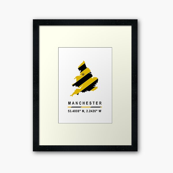 Manchester GPS Bee Map Framed Art Print