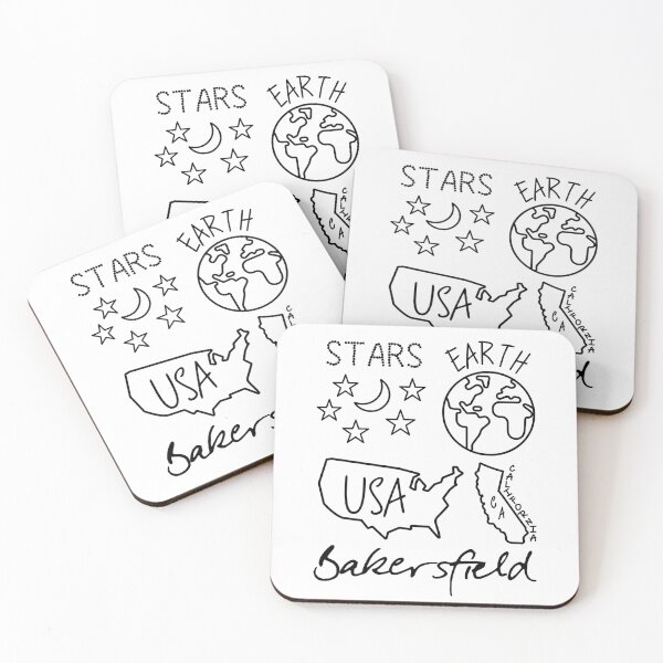 Item preview, Bakersfield Stars Earth USA California Black Text and Design designed and sold by artfulnotebook.