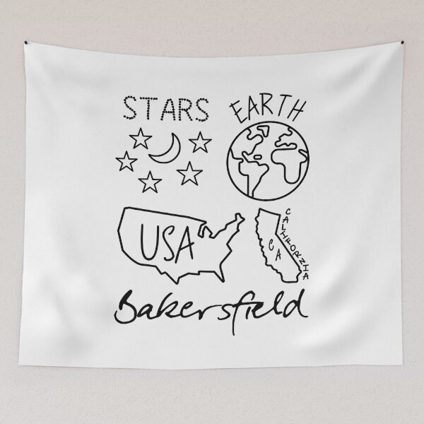 Item preview, Bakersfield Stars Earth USA California Black Text and Design designed and sold by artfulnotebook.