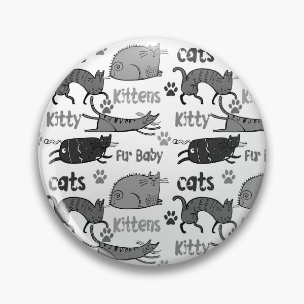 Item preview, BLACK WHITE AND GREY CARTOON CATS AND KITTENS AND FUR BABIES ON WHITE BACKGROUND  designed and sold by ozcushionstoo.
